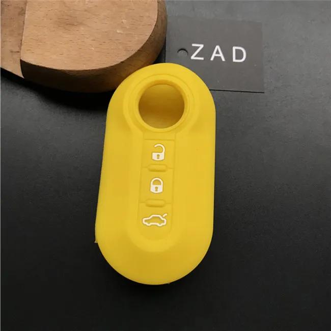 ZAD silicone key cover Case set shell skin For fiat 500 3 Buttons Flip remote Key Blank Fob Auto parts car accessories colorful