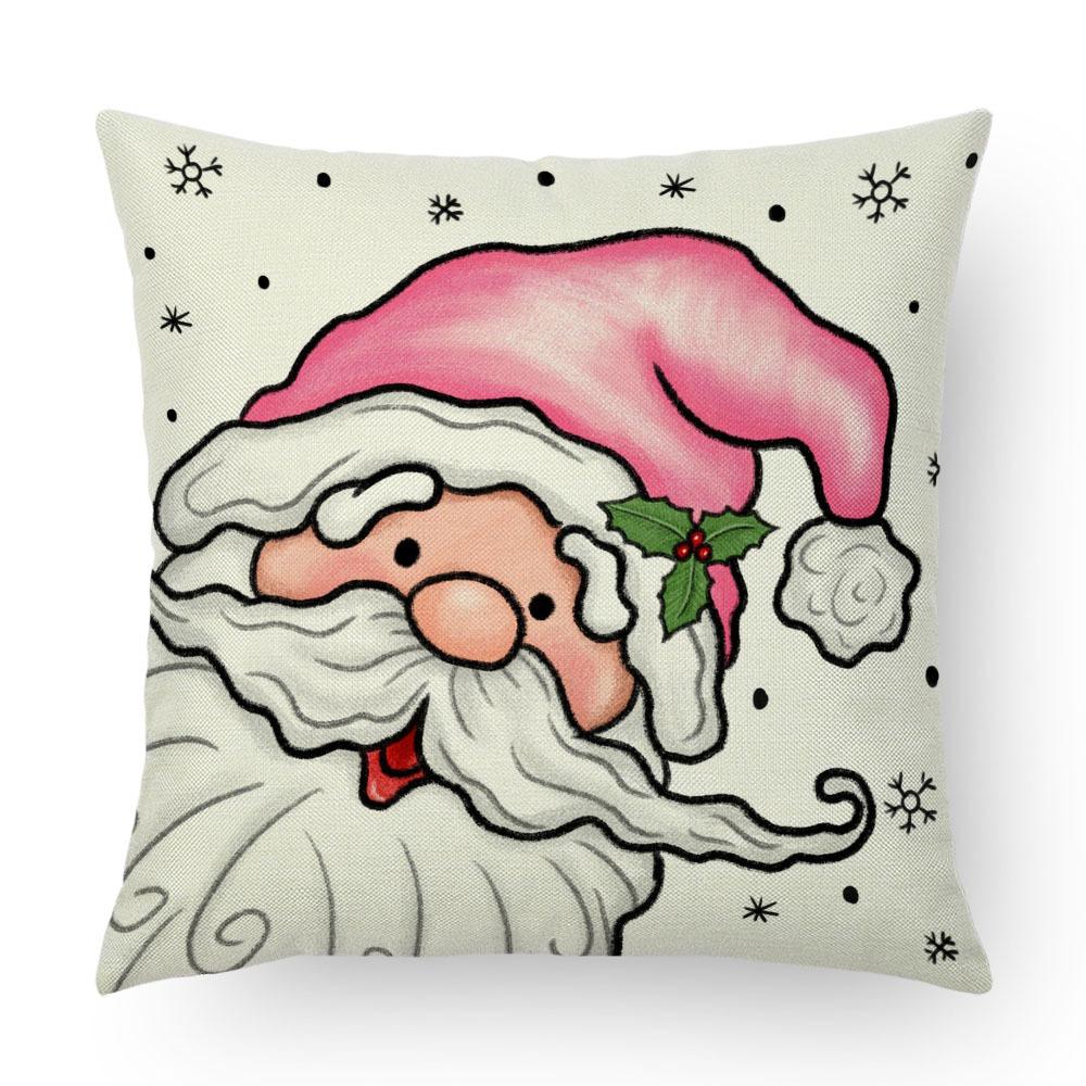 Christmas Imitation Linen Pillow Case Home Decoration Pillow Four-piece Set Sofa Cushion Cover Bedroom Pillow