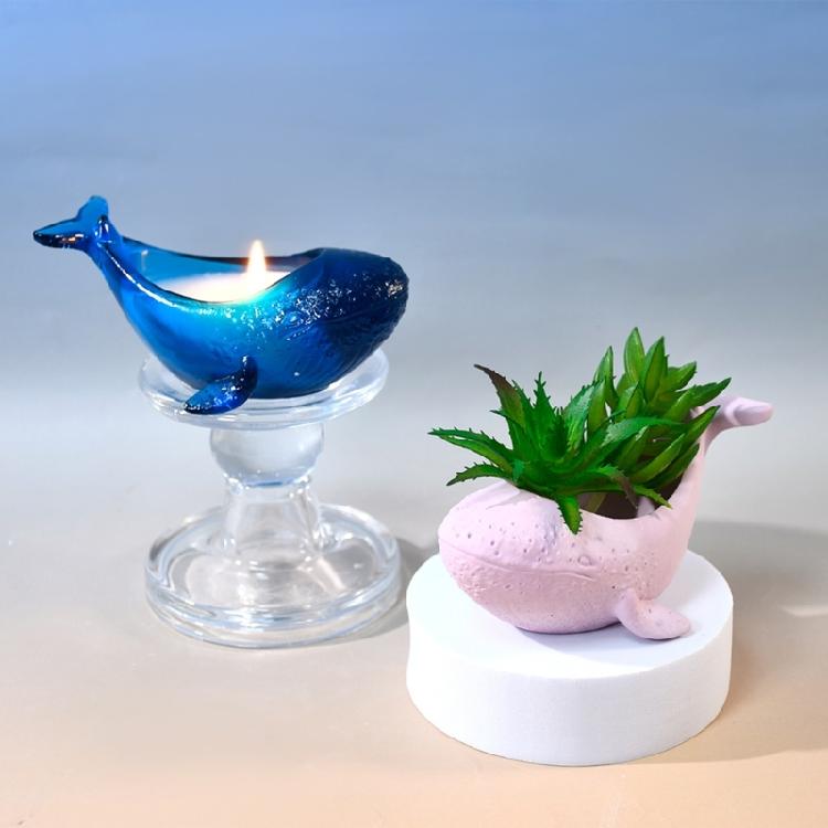 Creative Ornament Moulds Silicone Crafting Mold Resin Moulds Whale Shape Candle Holder Molds for Candlestick Candle Cup