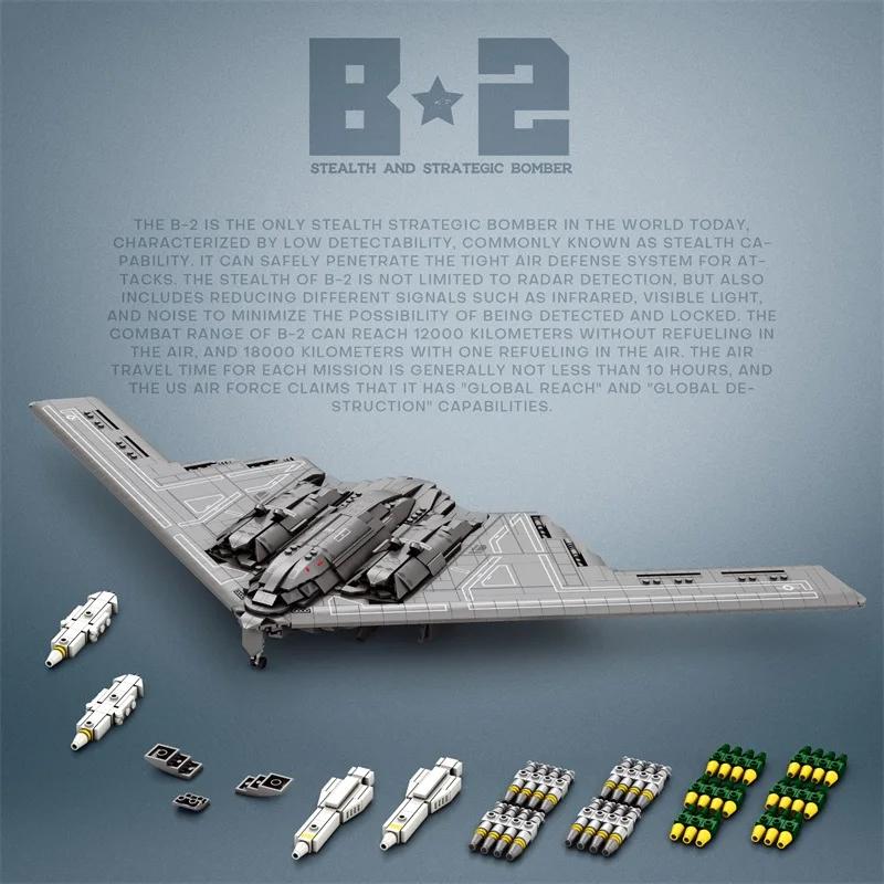 2063pcs NEW B2 Stealth Bomber Professional Building Blocks MOC Kit Military Airplane Desk Decor Christmas Birthday Gifts Toy