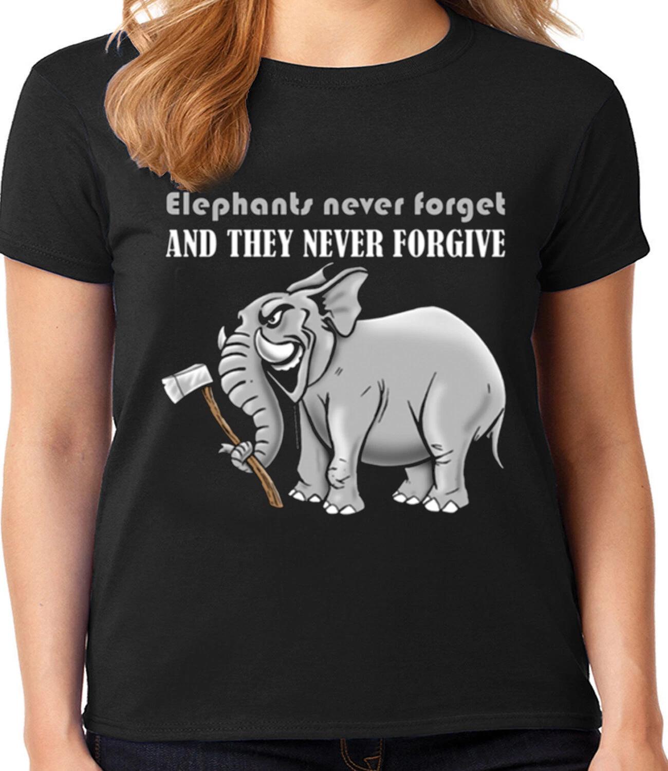 Ladies Graphic Tee Shirt - Elephant Funny Saying T-shirt Clothing Apparel S