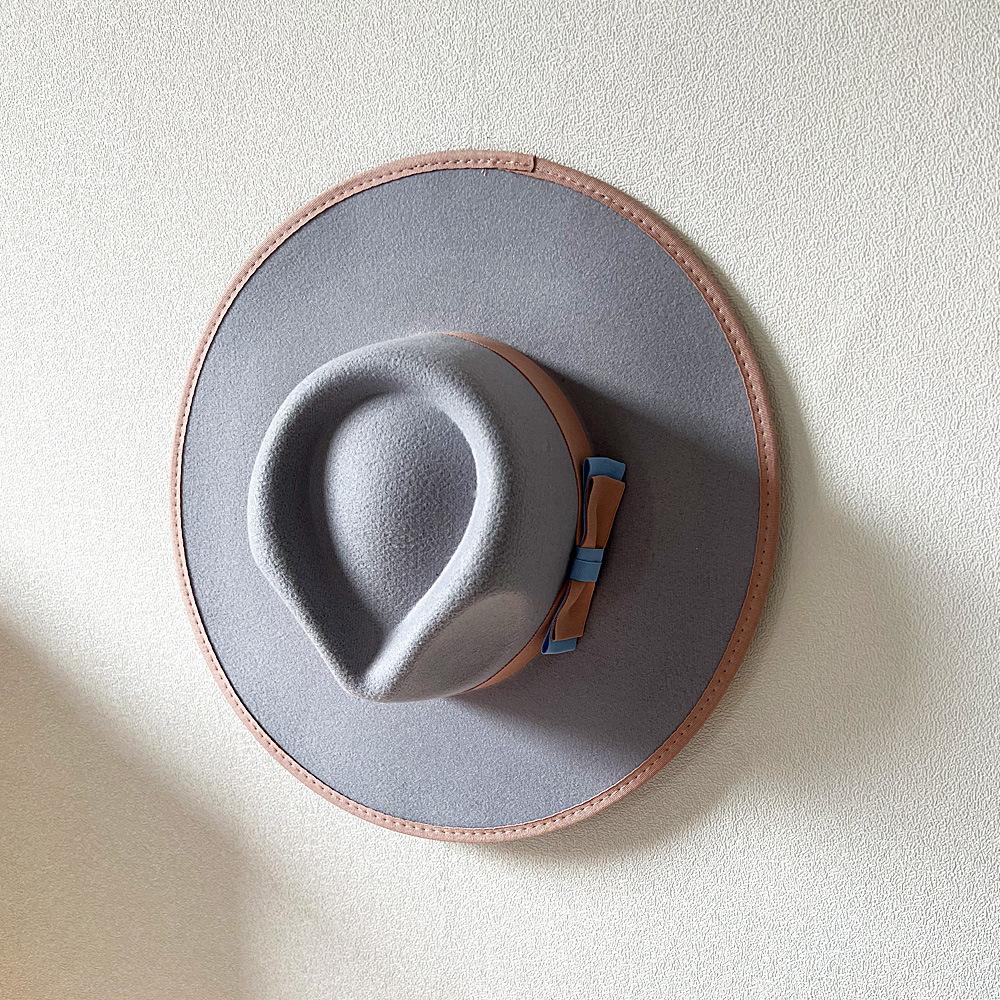 Elegant Fascinator Bow Tie Fedora Hat for Women 9.5cm Wide Brim Men Wool Church Jazz Hats Wedding Party Dress Cap