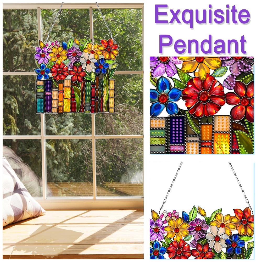 2D/Flat DIY Rhinestone Diamond Art Window Pendants Diamond Painting Set Double Side Print Single Dide Drill Wall Door Decoration