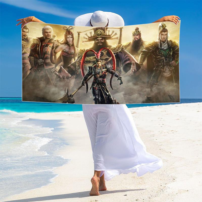 Dynasty Warriors Print Beach Towel, Large Soft Quick Dry Towel for Beach Camping Swimming