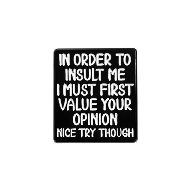 Hobby English Inspirational Quote Brooch: Motivational Geometric Metal Badge Collection