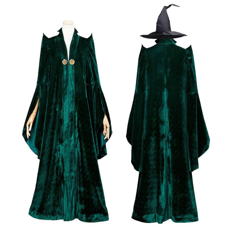 Professor McGonagall Hogwarts Headmaster Halloween Cosplay Robe Costume