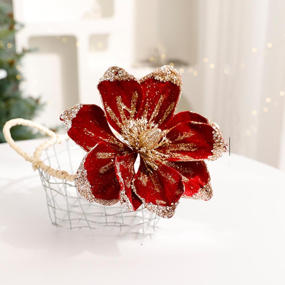 Multi-color Artificial Christmas Flowers Flower Head Xmas Tree Ornaments  Event Layout
