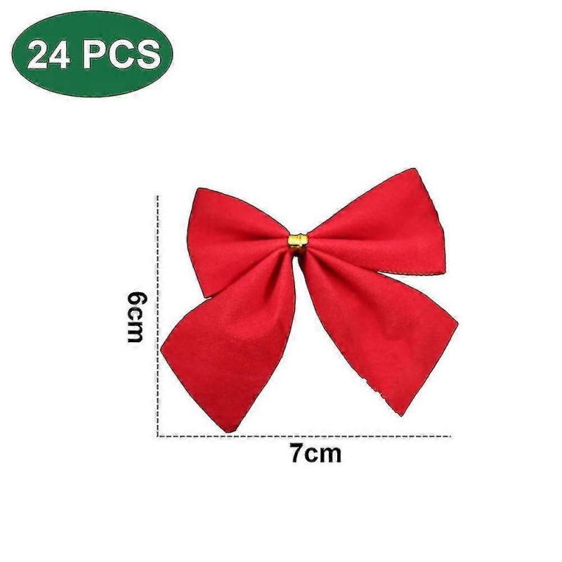24pcs Bow Twist On Christmas Tree Wreaths On Crafts Winter Decorations For Weddingsred) bd