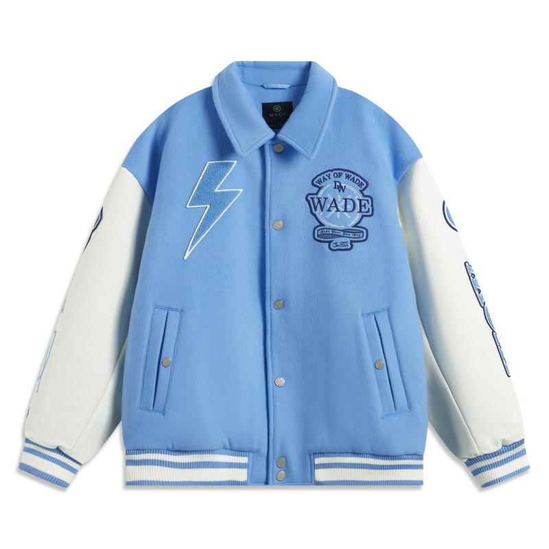 

Li Ning Буквенная вставка Однобортный воротник Свободная хлопковая куртка Мужская куртка Небесно-голубой Шампань-белый AJMV017-2 M