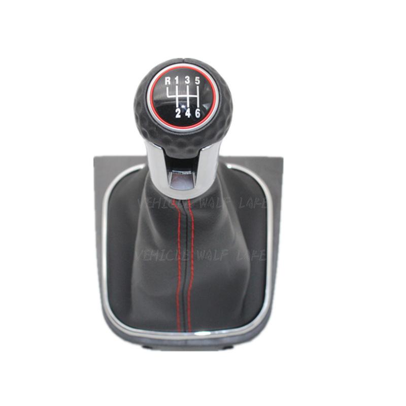 For VW Scirocco 2009 2010 2011 2012 2013 2014 Car-Stying 6 Speed Car Stick Gear Shift Knob With Leather Boot Red Line