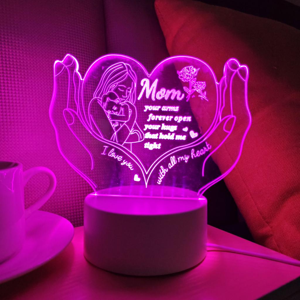 3D Night Light Creative Heart Shaped Letter Light Gift Lamp for Mom Mother's Day Small Gift Lamp