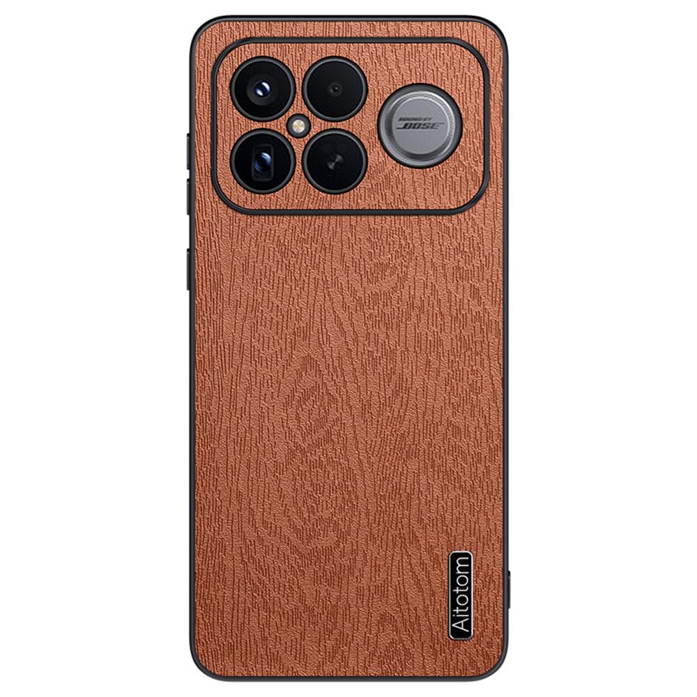 For Xiaomi Redmi K90 Pro Max 5G/Poco F8 Ultra Case Wood Texture PU Leather Coated PC TPU Phone Cover