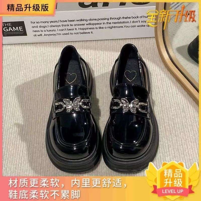 British style small leather shoes for women Mary Jane 2025 new platform one-pedal loafers versatile butterfly buckle women's single shoes