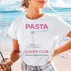 Pasta Club Enthusiast Pattern T-Shirt Short Sleeved Cute Versatile Regular Top Fashionable Round Neck Casual Style Women's T-Shi