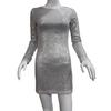 Lady Evening Dress Shiny Sequin Slim Fit Sheath Long Sleeves Above Knee Length O Neck Mini Dress Club Party Prom Short Dress