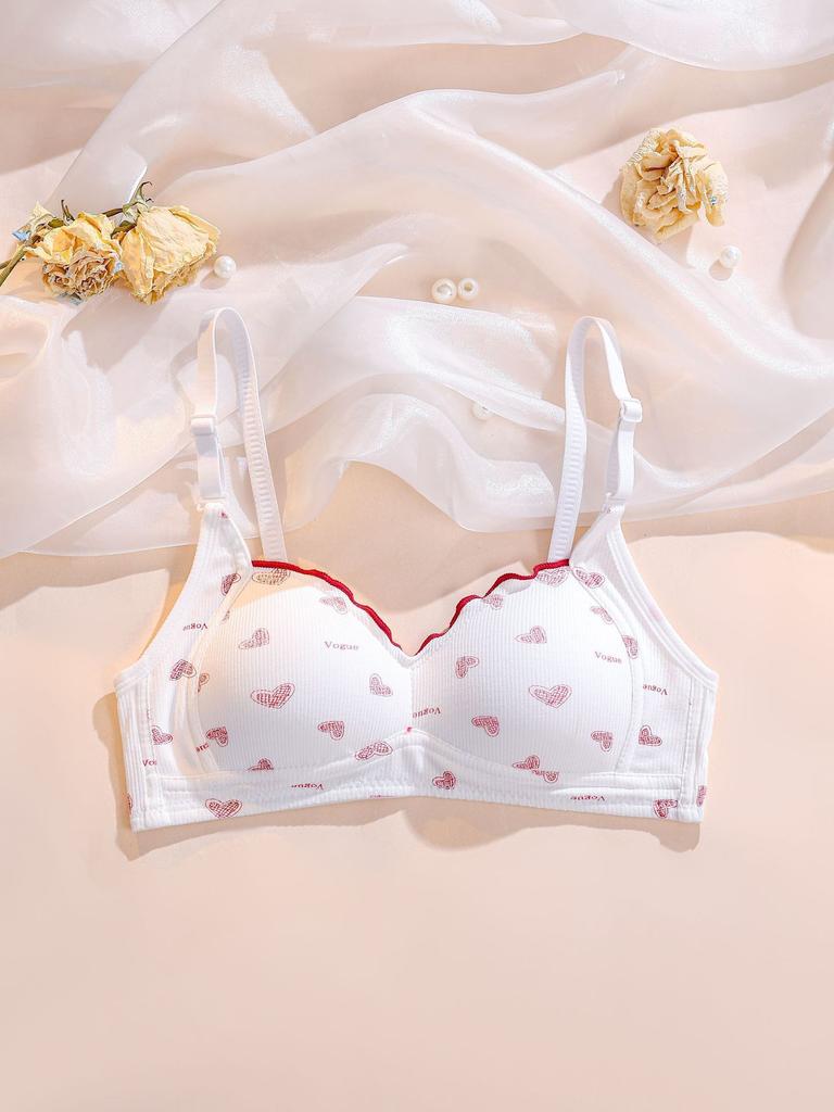 Sweet love girl underwear student high school student small chest gathered bra women's no steel ring breathable triangle cup bra