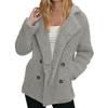 Women's Winter Coat Fleece Lined Jacket Long Sleeve Horn Button Plush Warm Coat