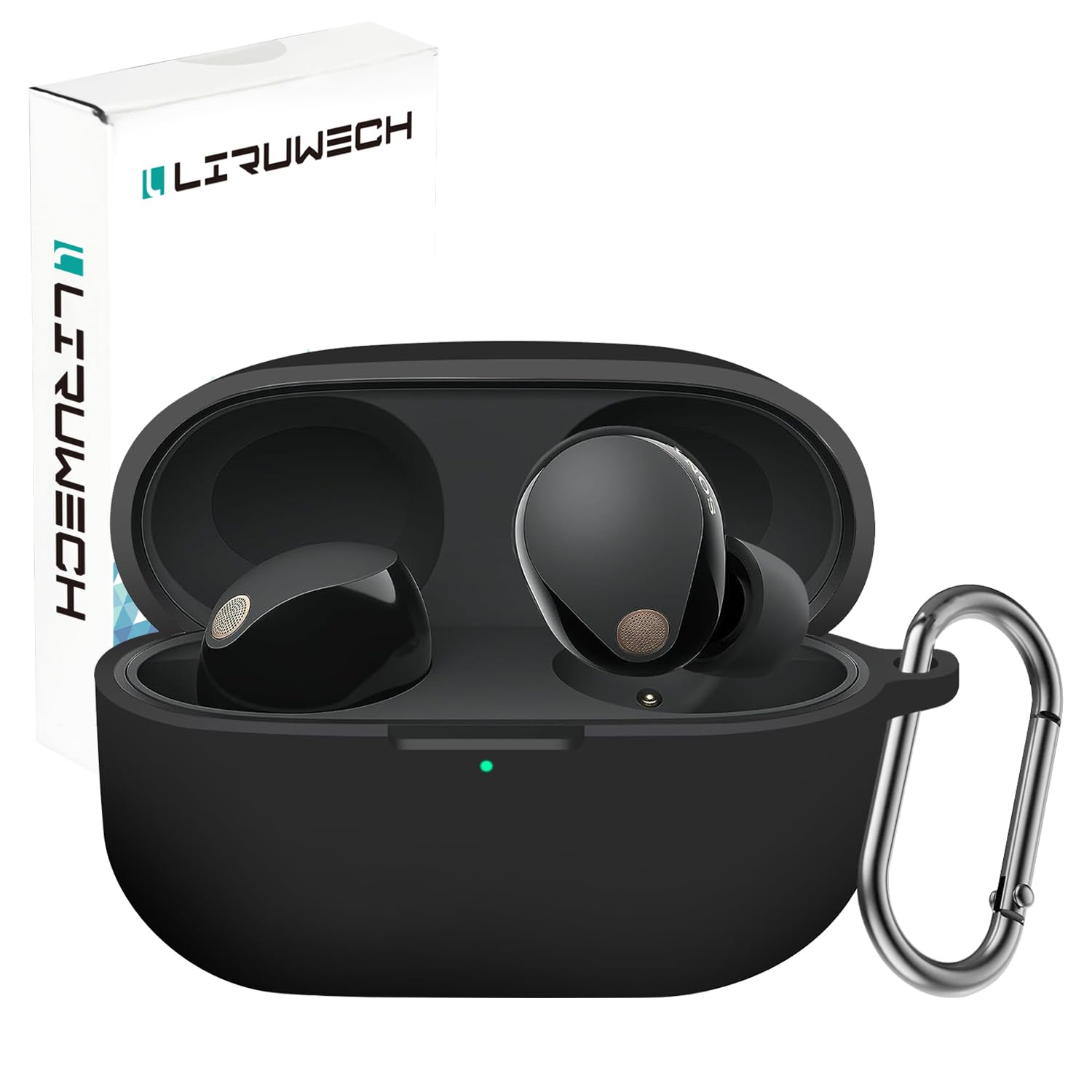 

LIRUWECH Case Stylish Silicone Cover for Full Drop Scratch Charging Lightweight and with Carabiner WF-1000XM5 [2023 All-New Design] WF-1000XM5, чорний