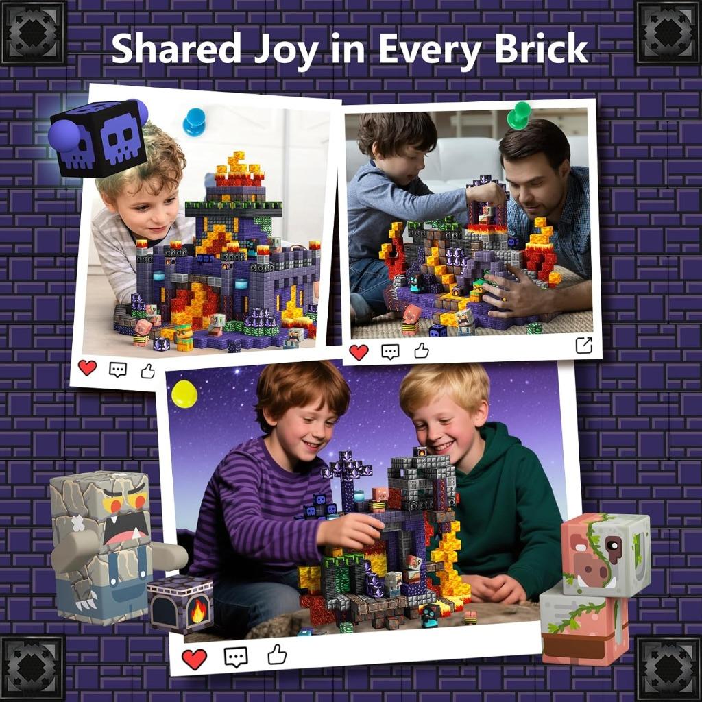 Magnetic Building Blocks Mine World Magnet Lava Dark Cave Midnight Bear Brick Cube Education Sensory Halloween Toy Children Gift