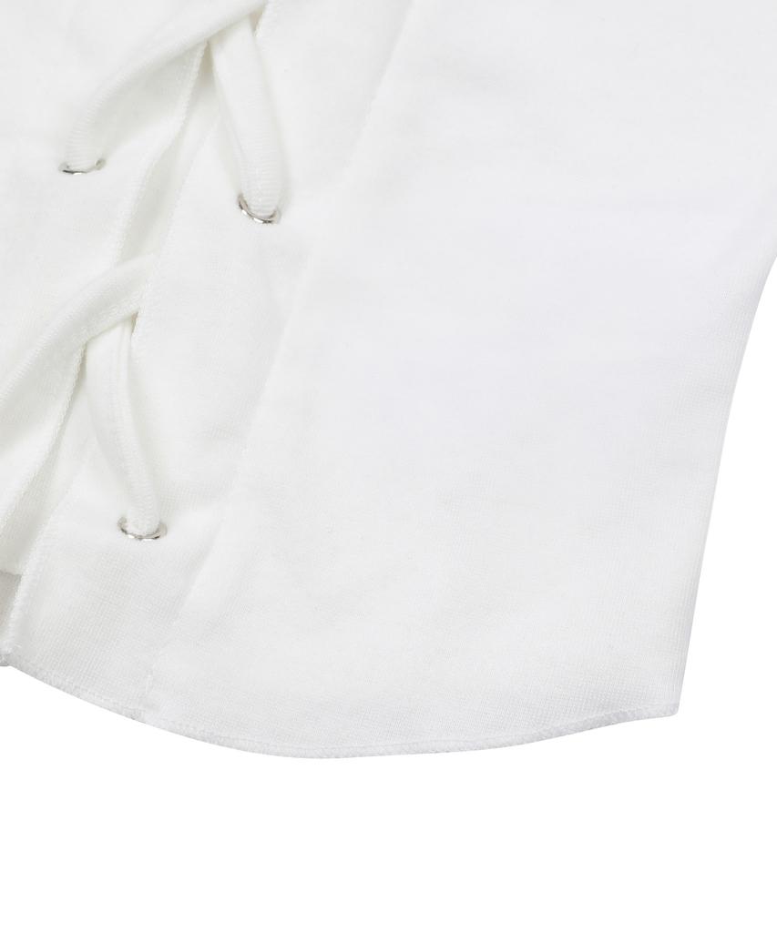 Mucent Luque Eyelet Lace-Up Corset Rolled Short Sleeve Tee (2 Colors)