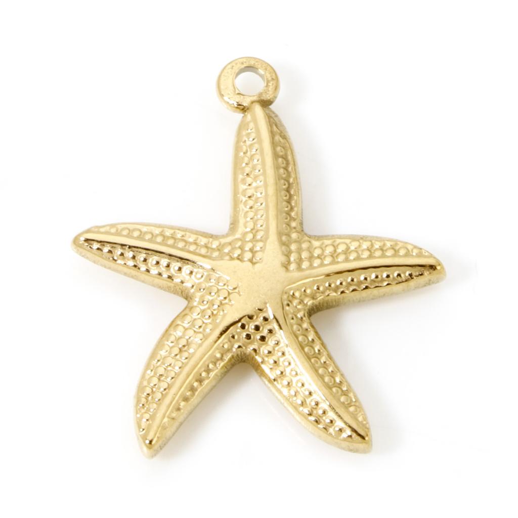 2 PCs 304 Stainless Steel Ocean Jewelry Charms For DIY Jewerly Making Gold Color Tortoise Animal Star Fish Crab Necklace Finding