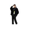 Li Ning Logo Print Solid Color Zipper Loose Jacket Women jackets Black AFDSB44-3