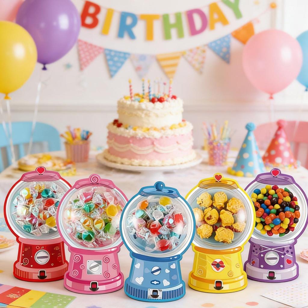 36 Pack/set Valentines Candy Card Gumball Machine Treat Holder Cards Valentine Gifts Exchange Card Holiday Party Supplies