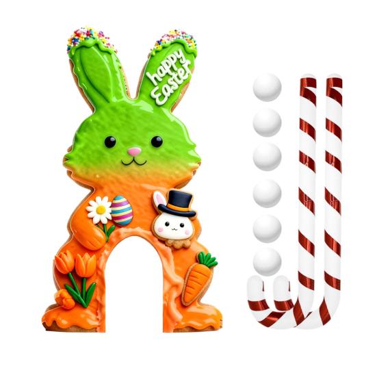 Set Joc de Golf Iepurașul de Paște Pista Mini Golf din Lemn cu Băț de Golf Candelă și Bile pentru Petrecerea de Paște în Familie în Interior