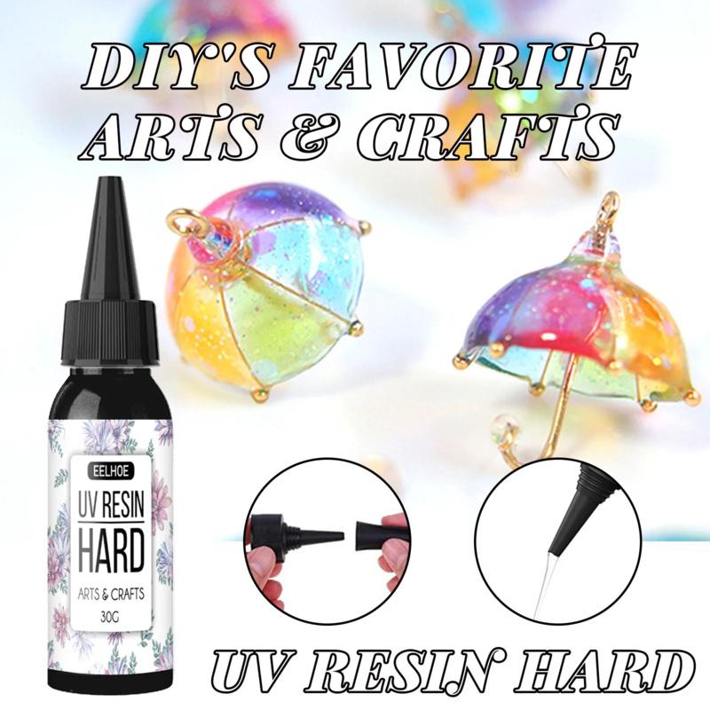 200g Hard UV Resin Glue Crystal Clear Ultraviolet Curing Epoxy Resin Solar Cure Activated UV Glue DIY Jewelry Craft Making Tools