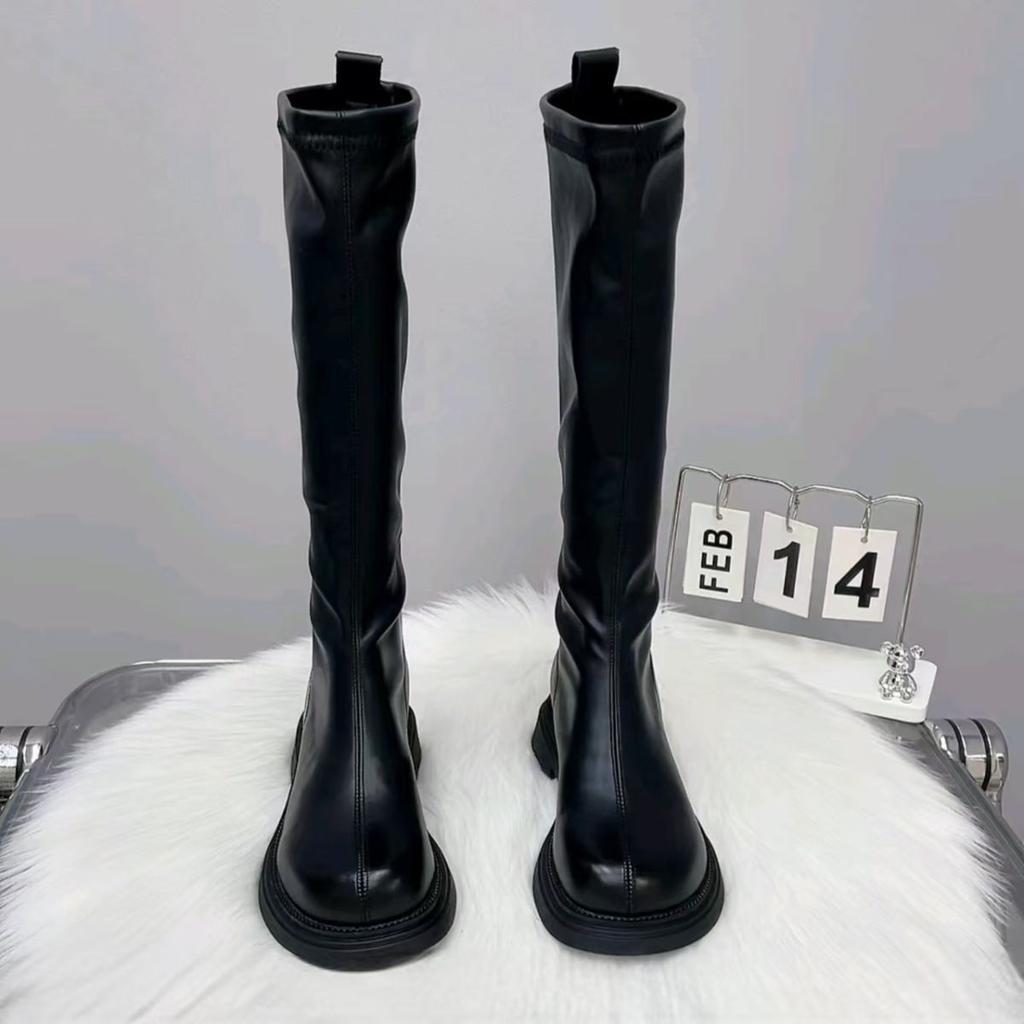 Fashion Boots Women's Autumn Black Thick-soled Skinny Knight Boots Travel Boots