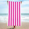 Marineblau Gestreifter Flamingo Hibiskus Strandtuch Tropischer Blumendruck Schnelltrocknendes Saugfähiges Handtuch