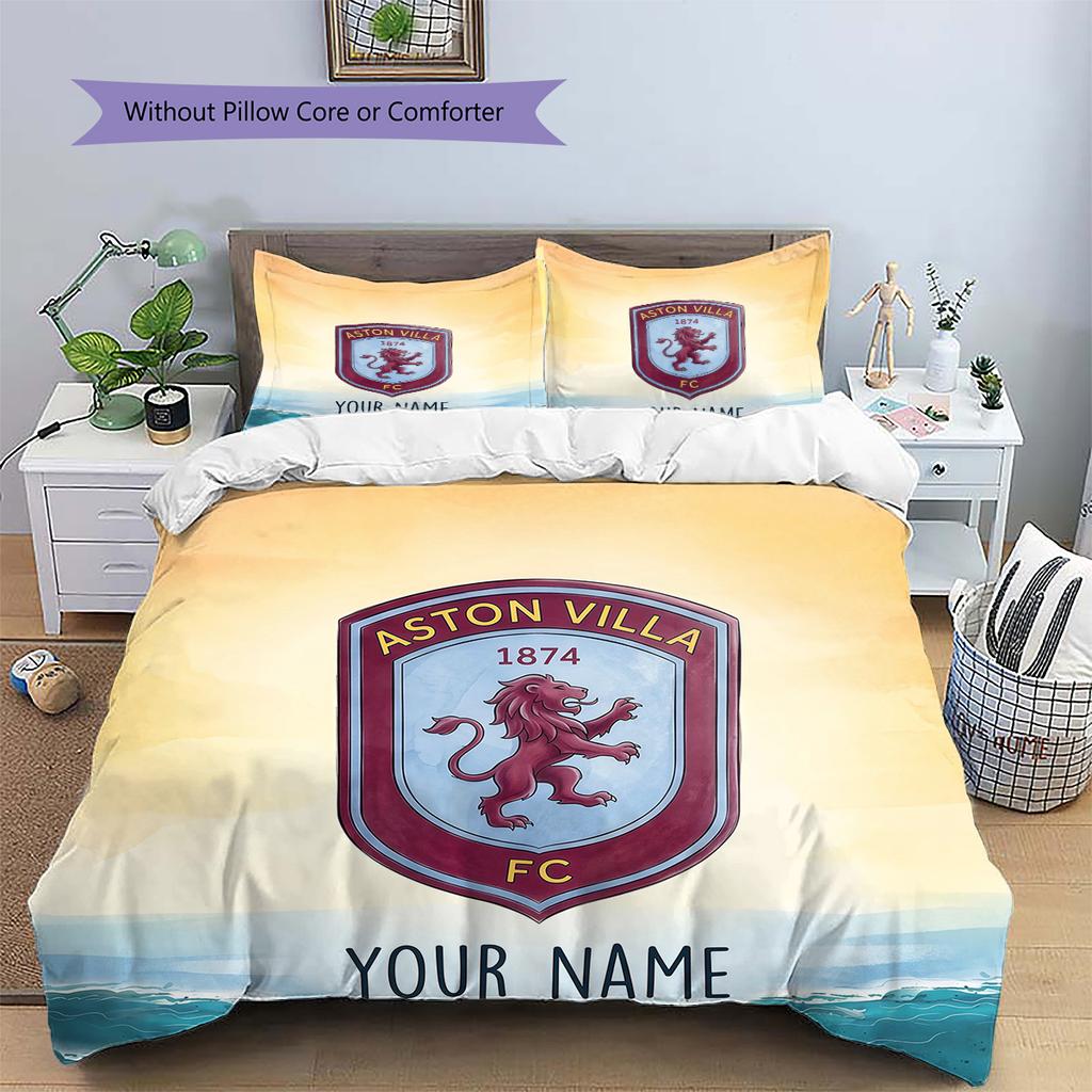 Custom Name Aston Villa2 Pattern Bedding Quilt Set  Home Decoration  Gift (1 * duvet cover + 2 * pillowcase  without core)