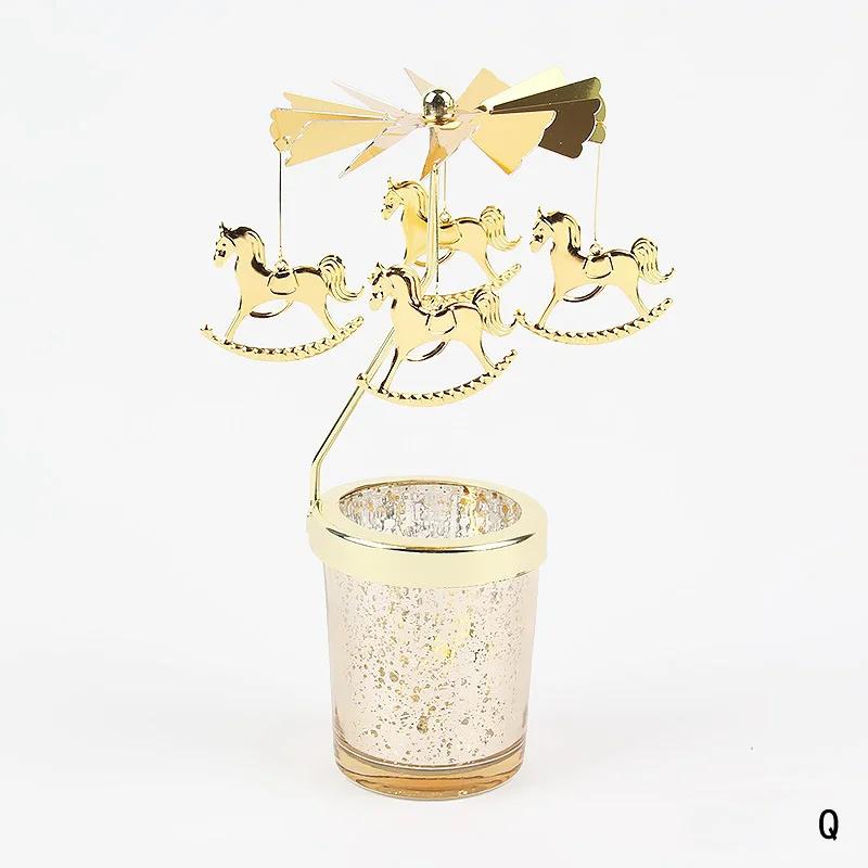 Hot Rotating Candle Stick Holder Candlestick Home Decoration Hallowmas Christmas Gift Party Room Decor Carousel Candle Stand