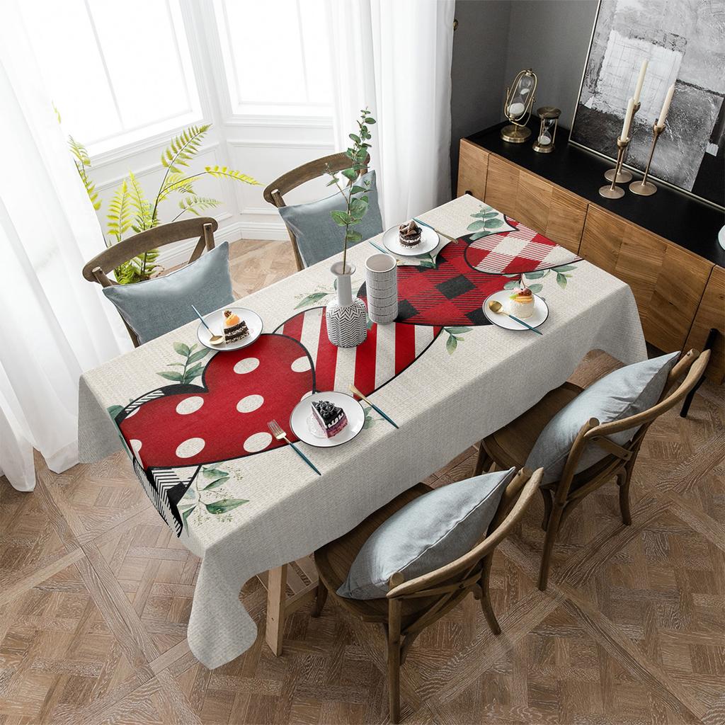 Eukalyptové srdce na Valentýna Ubrus Sváteční dekorace Vodotěsné obdélníkové ubrusy Svatební dekorace Dekor na stůl