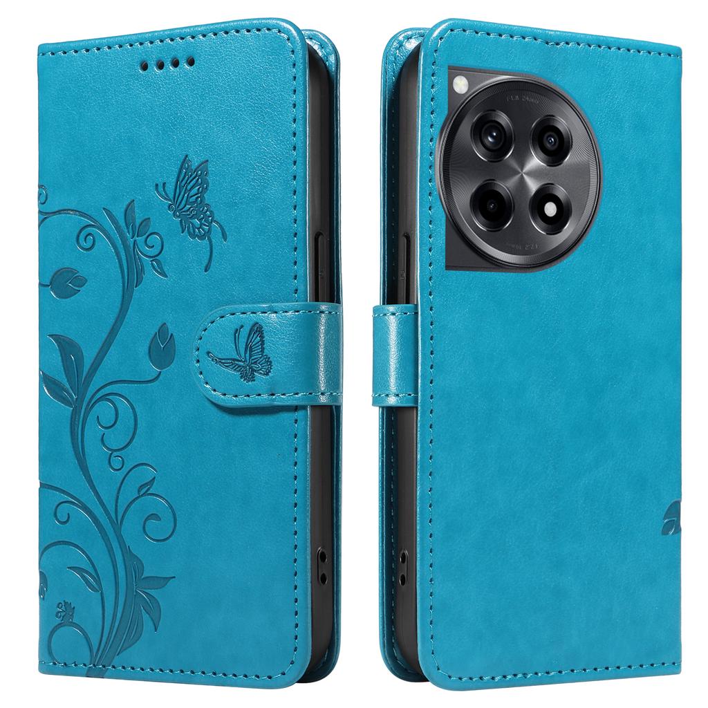 For OnePlus 12R 5G/Ace 3 5G PU Leather Cases Flower Pattern Wallet Stand Phone Cover with Strap