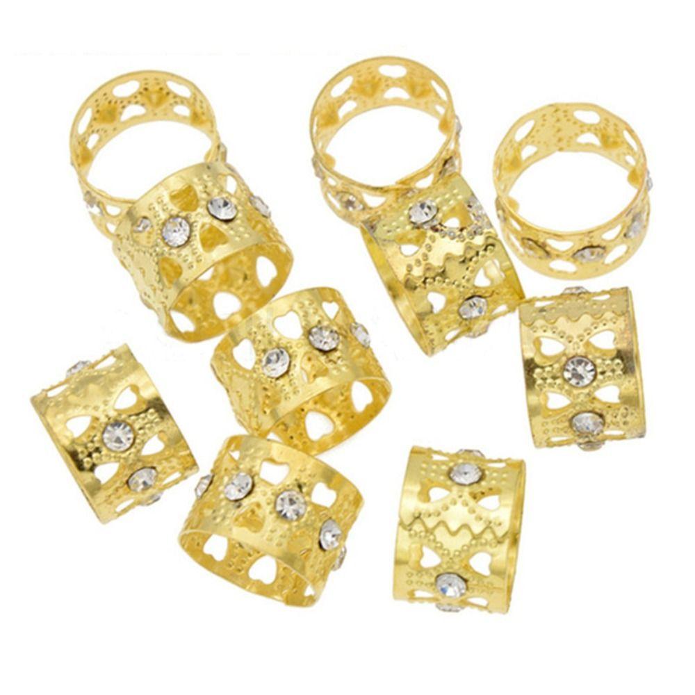 10Pcs Metal Cuff Clips Dreadlock Hair Rings Gold and Silver Braids Hair Beads  for Women Girls
