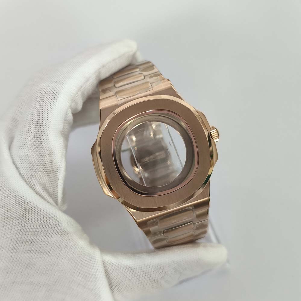 

41mm Rose Gold Watch Case Sapphire Glass Stainless Steel Strap Modification Watches Accessories for NH35 NH36 4R Movement розового золота