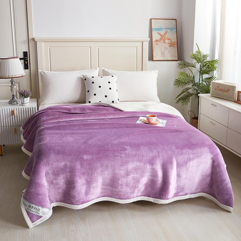 Double-Layer Plush Lamb Wool & Milk Velvet Blanket – Thick Flannel & Coral Velvet Throw for Bed or Air Conditioning.