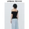 UR Women's Summer Slim-Fit Asymmetrical Neck Spliced T-Shirt