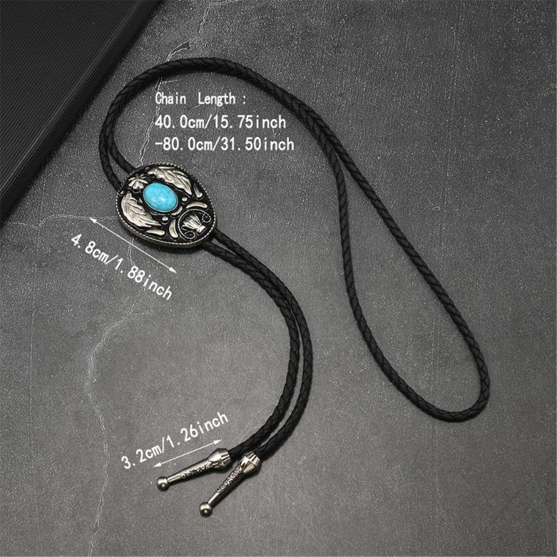 Elegante Bolo-Krawatte mit Steinanhänger Geschnitzte Krawatte Western-Halskette Coole Bolo-Krawatte Western-Cowboy-Kostüm