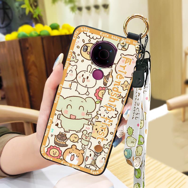 Wrist Strap Dirt-resistant Phone Case For Nokia 5.4 Back Cover Durable Wristband Silicone Soft case Protective Cartoon