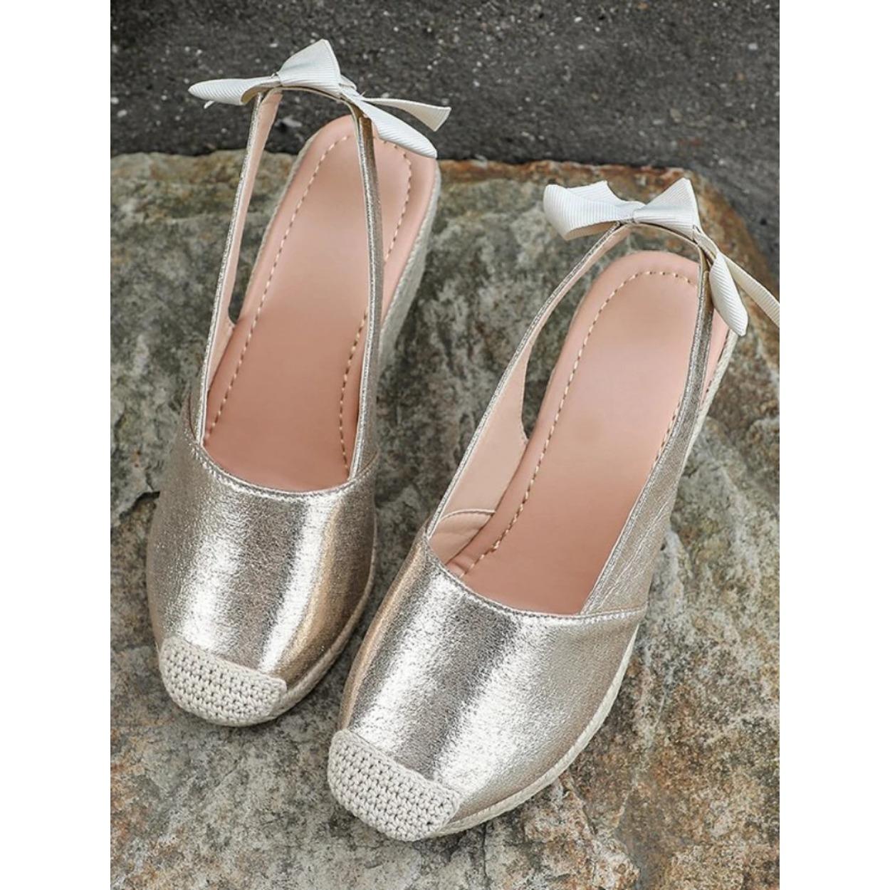 

Обувь Женские сандалии с бантом Лето 2024 Корейский стиль Ручная работа Большие размеры Тапочки со змеиным принтом Zapatos De Mujer Tacon Medio Elegantes 43 золотой