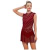 Womens Gymnastics Ballet Lyrical Dance Leotard Dress Rhinestone Embellished Mesh Skirt Dress Modern Contemporary Dance Costume