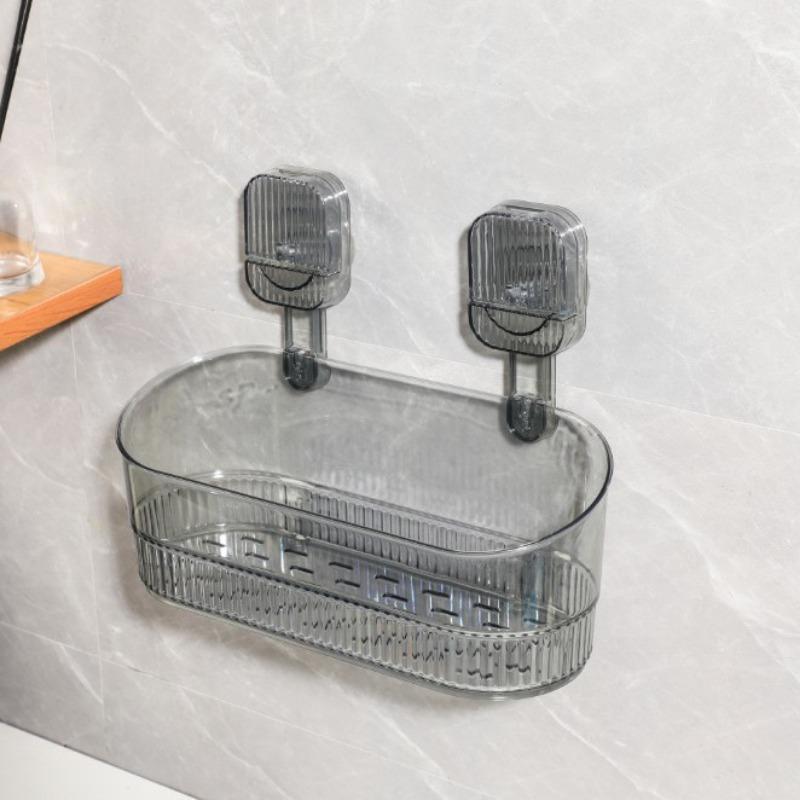 Suction Cup Storage Rack Wall-mounted Without DrillingBathroom Shower Washbasin Kitchen Storage Box