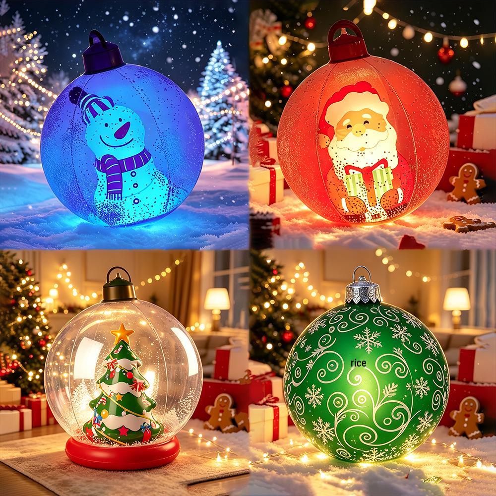 Inflatable Christmas Ball Set: Luminous Outdoor Decor with Cartoon Transparent Balls & Tree