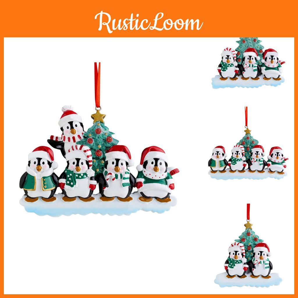 Charming Resin Penguin Family Christmas Ornaments Adorable Holiday Decorations Set