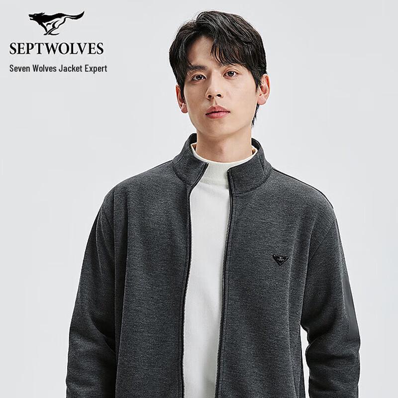 SEPTWOLVES Men's Brushed Knit Stand-Collar Jacket