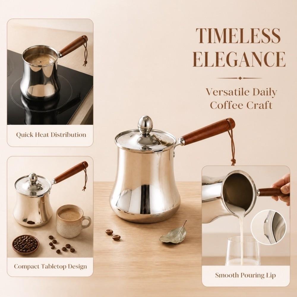 Auslaufsicherer Türkischer Kaffeekocher Edelstahl Milchteekanne Butterwärmer Türkischer Kaffee