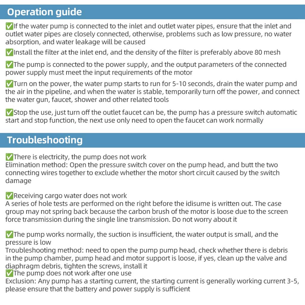 RV Water Pump DC 24V 3GPM 11.3L Min 55PSI Fresh Water Diaphragm Pump Built In On Demand Pressure Switch with Pressure