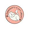 Derpy Kitten Cartoon Brooch - Cute Round Metal Cat Badge
